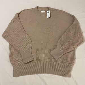 Abercrombie & Fitch beige/light brown textured knit crewneck sweater - XL